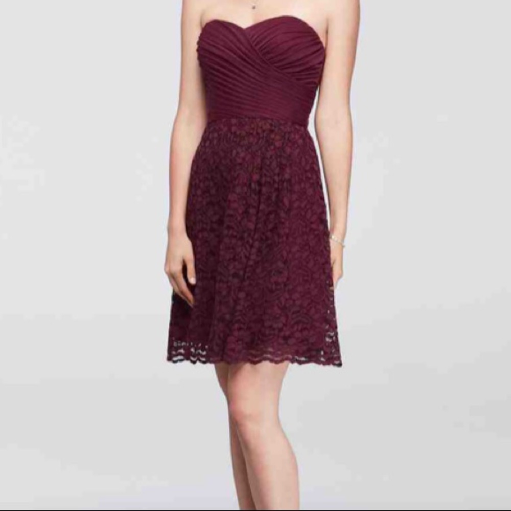 David’s Bridal Sweetheart Strapless F19217 Wine 6